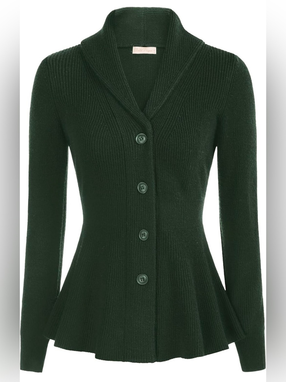 Belle Poque Women Vintage Cardigan Sweater Shaw, Botton Down, Army Green, L